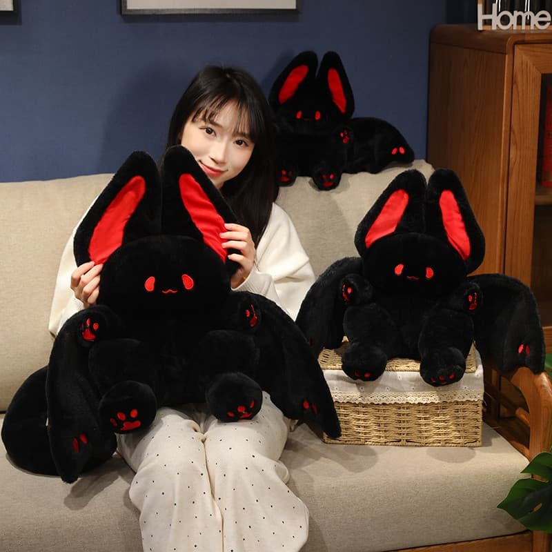 JAMXUN Brinquedo de Pelúcia de Morcego Fofo de 45cm Brinquedo de Pelúcia de Coelho Voador Cauda Longa Boneca Rosa e Pr