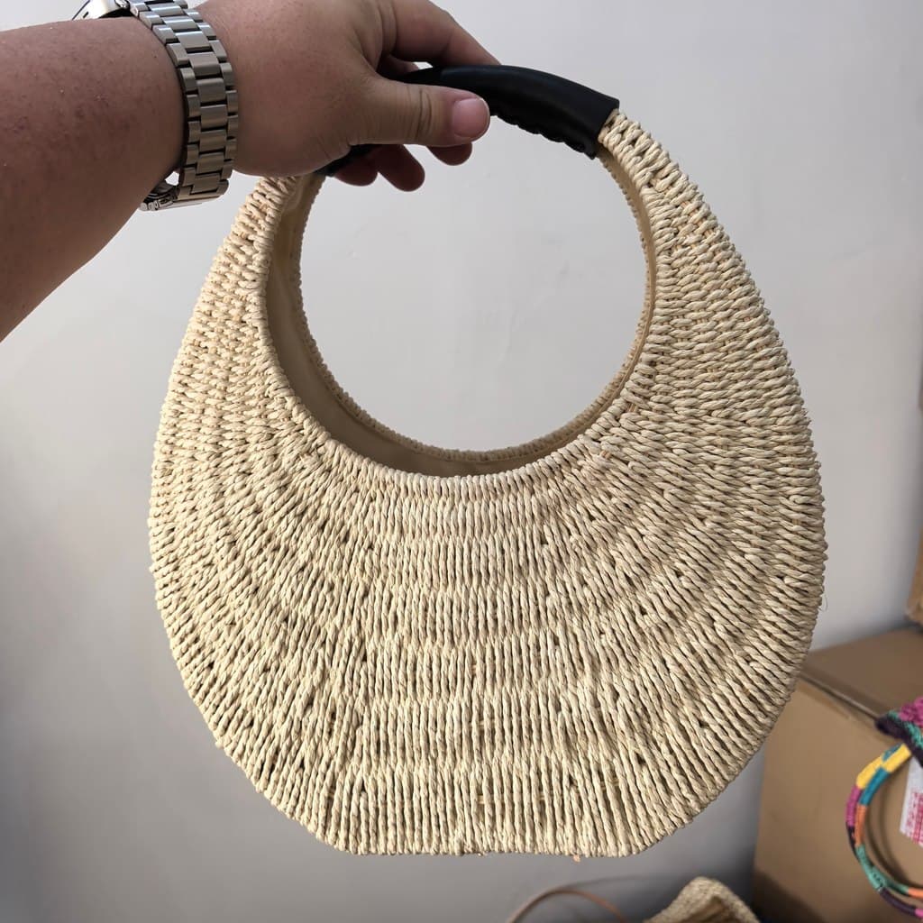Palha feminina festa à noite viagem portátil francês tecido saco feminino praia férias saco de praia mão-transporte pequ