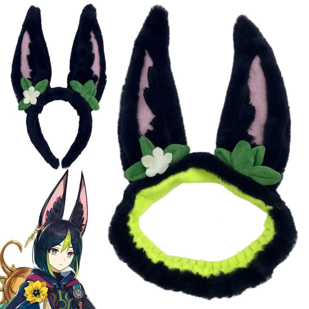 Acessório de Cosplay do Tighnari do Jogo Genshin Impact: Bandana Elástica Fofa, Tiara de Pelúcia para Cabelo, Presente