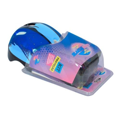 Kit Protecao Capacete Infantil Completo 7 Pecas Seguro Confortavel Azul