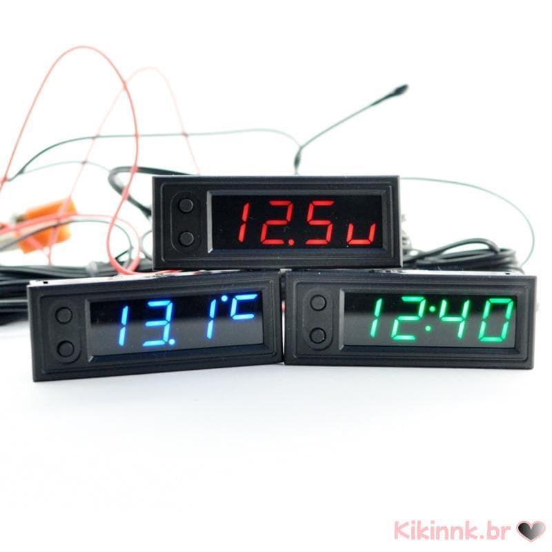 12V Multifuncional Relógio Precisão Fora Do Carro Temperatura Tensão Monitor Painel Medidor Ajus