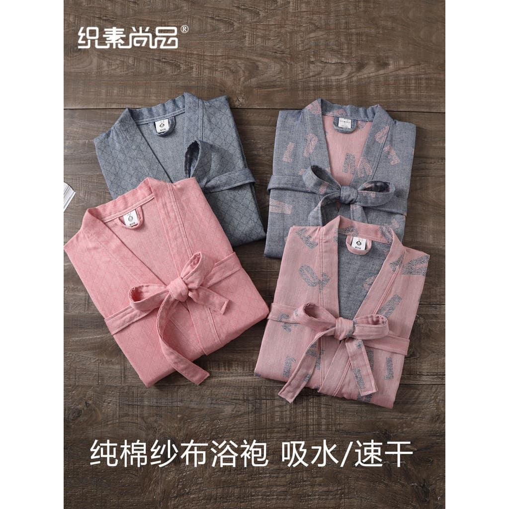 Roupão adulto feminino gaze de algodão puro verão algodão banho camisola homem pode usar toalhas de banho absorver água