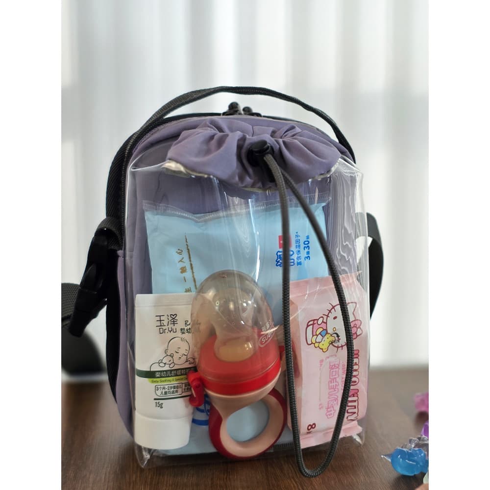 Qminica17cm boneca de algodão novo estilo bolsa feminina na moda jogar saco do bebê TPU transparente bolsa de ombro anda