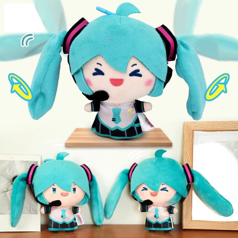 Kawaii Hatsune Miku Chaveiro De Pelúcia Bonito Duplo Rabo De Cavalo Balançando Brinquedo Material Macio Boneca Saco Ping