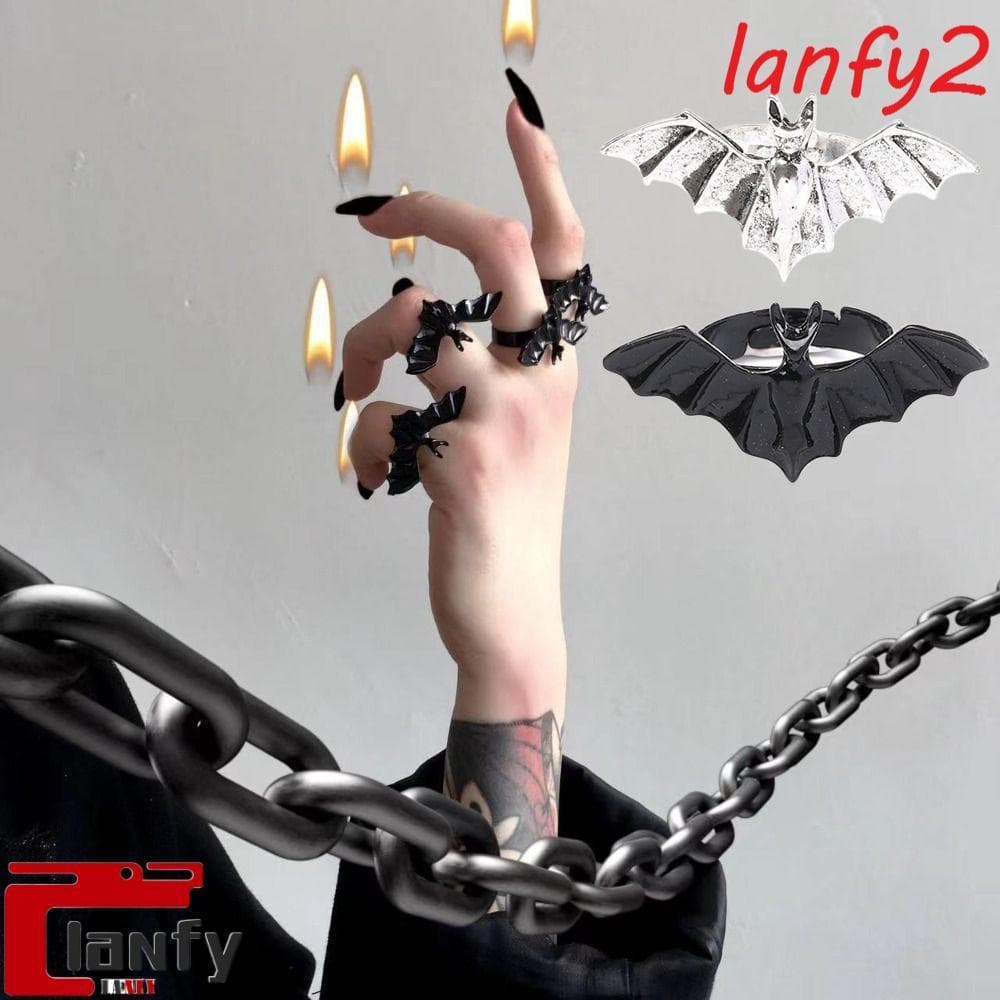 Anel De Morcego Gótico LANFY , Coração De Aranha De Moda Escura De Strass Brilhante Abertura De Halloween Punk De Liga