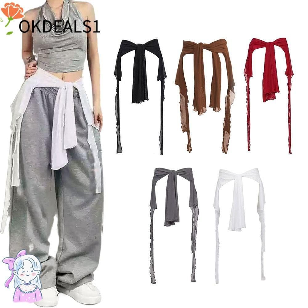 OKDEALS Lenço De Hip-hop , Transparente De Dança De Jazz Harajuku , Decoração Jeans De Cintura Alta Irregular Streetwear