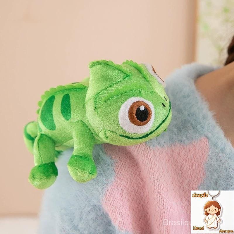 Brinquedo de Pelúcia Pascal Rapunzel Camaleão de 17cm, Boneco Kawaii para Decoração, para Meninos e Meninas