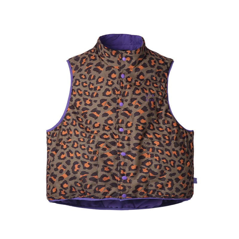 OFFWINTER Space Series Colete de algodão dupla face com estampa de leopardo Casual moderno e simples