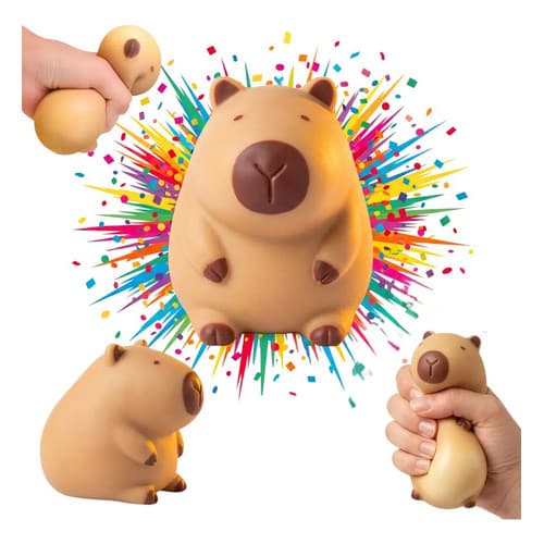 Squishy Capivara Anti Stress Brinquedo Alivio Estica Aperta Marrom-claro