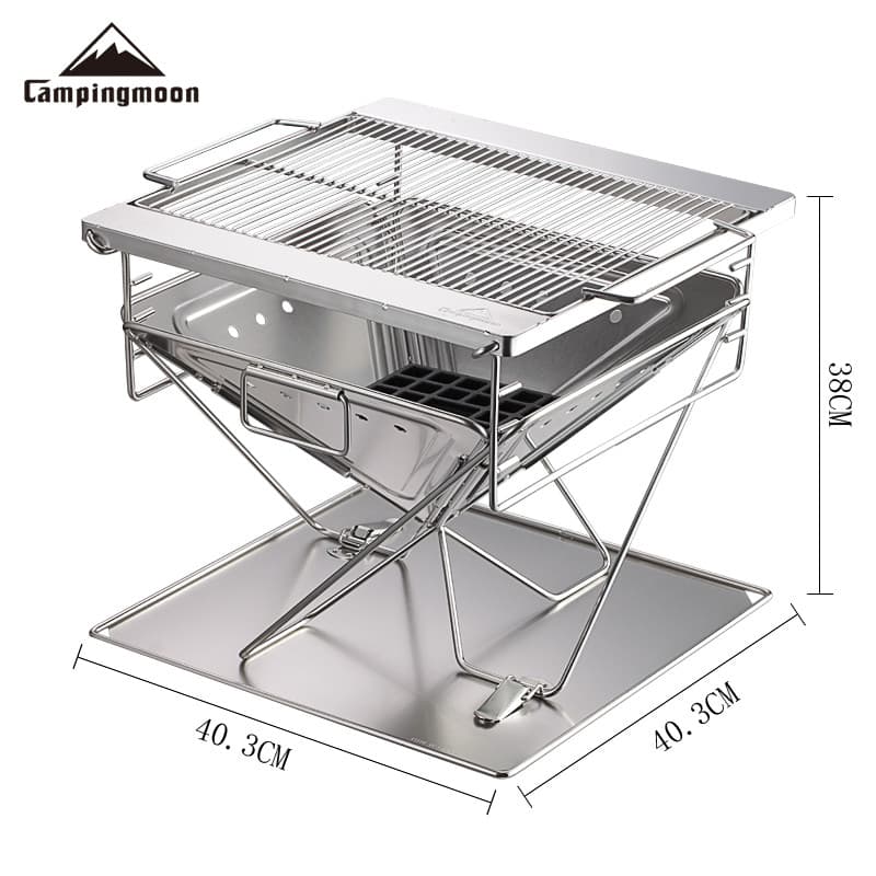 Koman Fire Churrasqueira MT-045 Aço Inoxidável Dobrável Churrasqueira Churrasqueira Forno Grill Malha 304 #