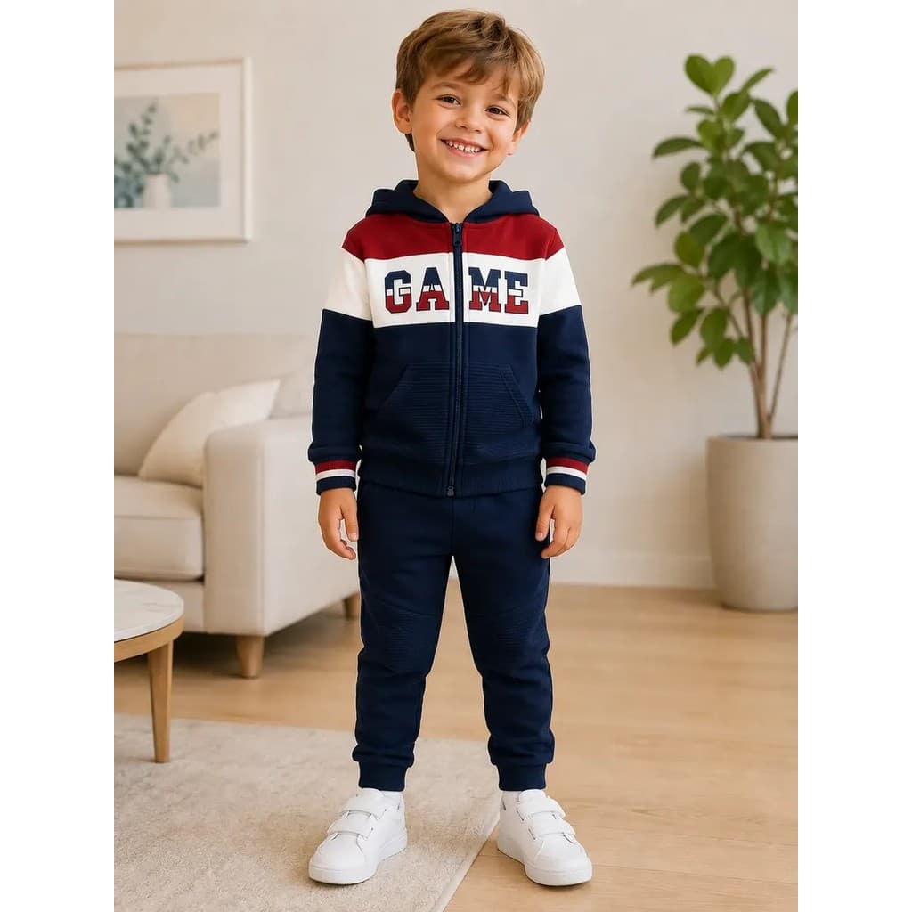 Conjunto Menino Moletom Ziper Capuz Flanelado Inverno Kyly