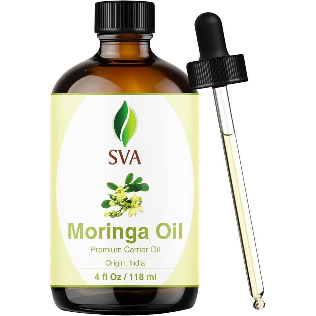 Óleo de Semente de Moringa SVA - 4 Fl Oz – 100% Natural, Prensado a Frio - para Rosto, Cuidados com a Pele, Cuidados com