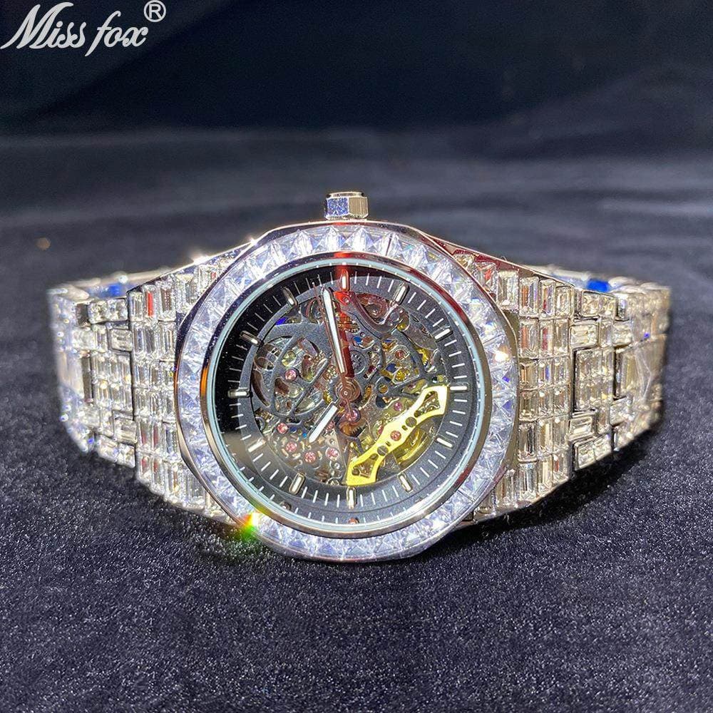 Relógio mecânico relógio europeu americano venda quente Hip-Hop High-End All-Square diamante cheio de diamante luminoso