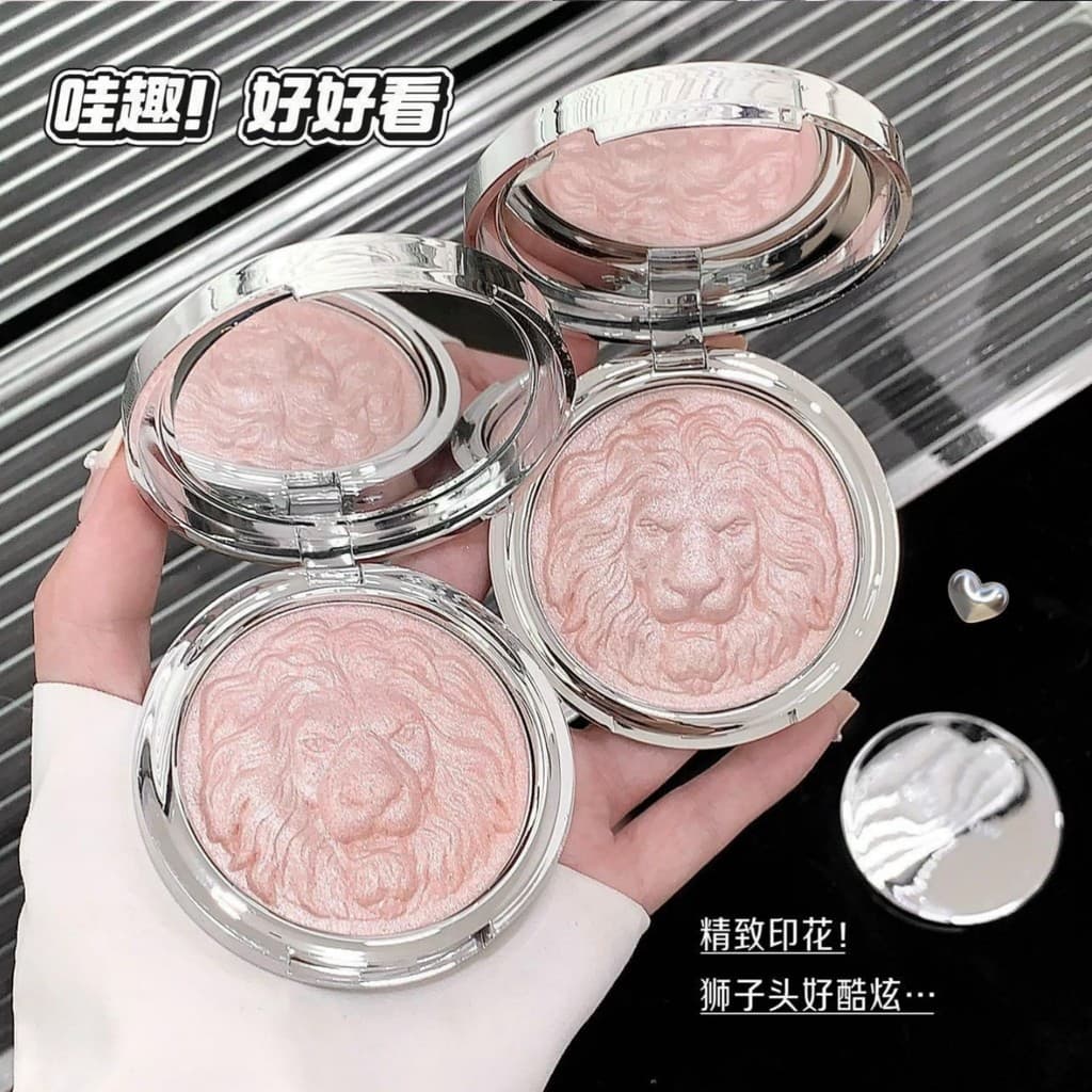 2025 Novo Estilo Cabeça de Leão Gengibre Pó de Alto Brilho Cabeça de Olho Placa Iluminadora Prata Branco Perolado Fino B
