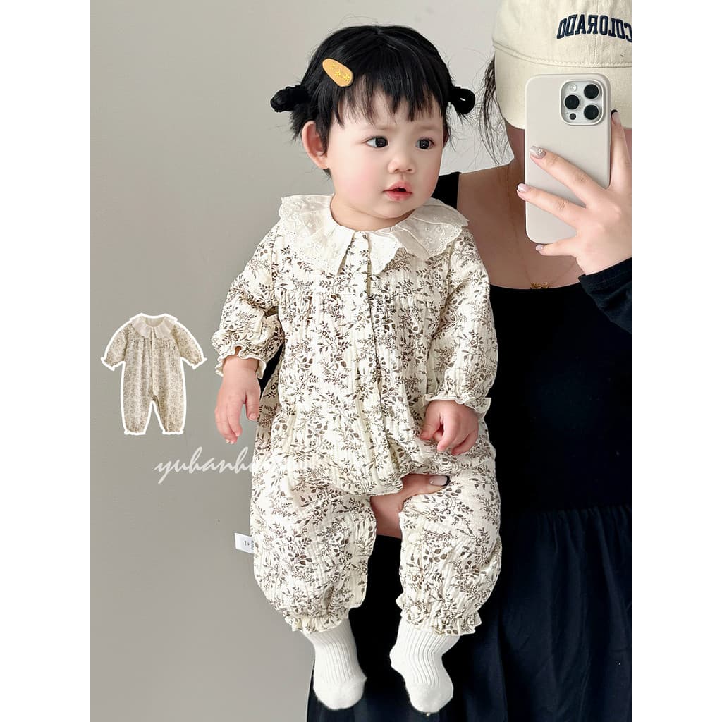 Infantil primavera roupas de manga comprida fino algodão puro a-Class gaze estilo coreano estilo ocidental macacão de be