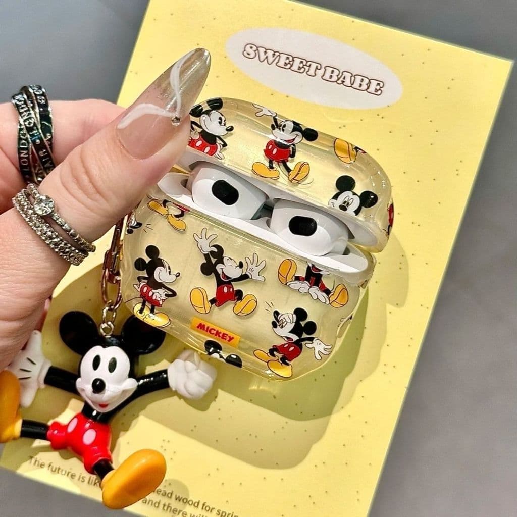 Capa protetora fofa com desenho do Mickey, adequada para fones de ouvido Bluetooth sem fio Airpods Pro2 Pro3 4 3 2 1 Pro