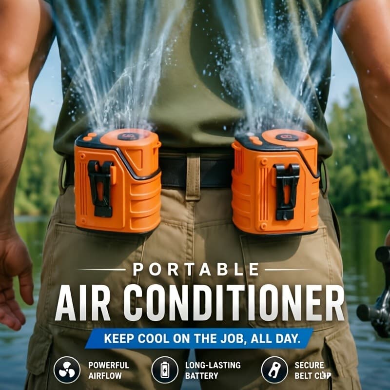 Ventilador de cintura portátil três em um com banco de potência - carregamento USB, ventilador de pescoço, bateria de 36