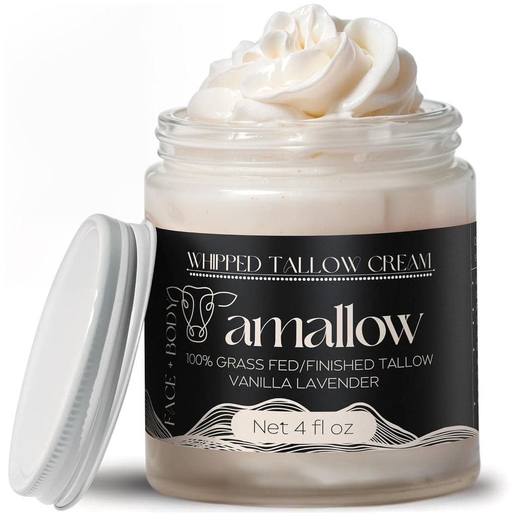 Amallow 100% Grass-fed Beef Tallow Skincare - Rosto + Corpo - Hidratante Batido - Loção Corporal Natural, 4 fl oz (Bauni
