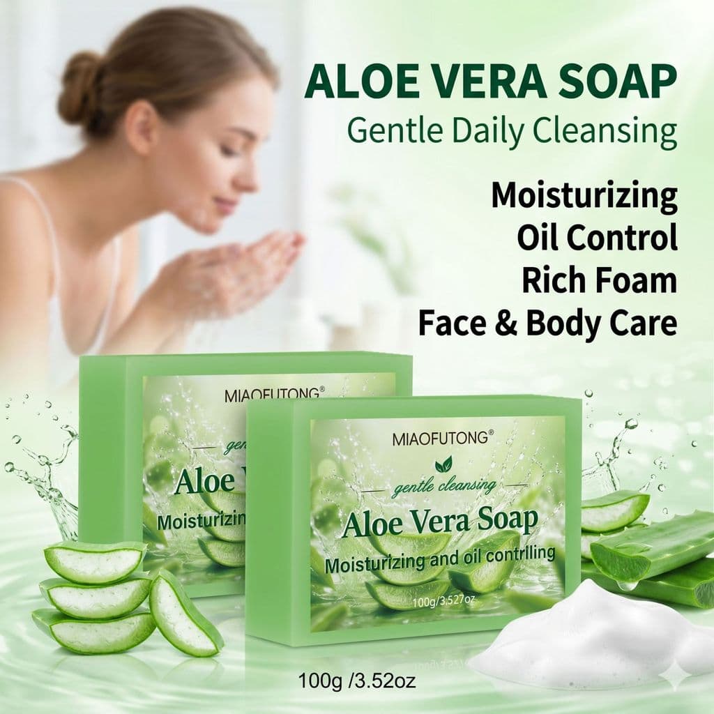 O sabonete de aloe vera hidrata profundamente, nutre e suaviza a pele, sendo um sabonete de limpeza suave.