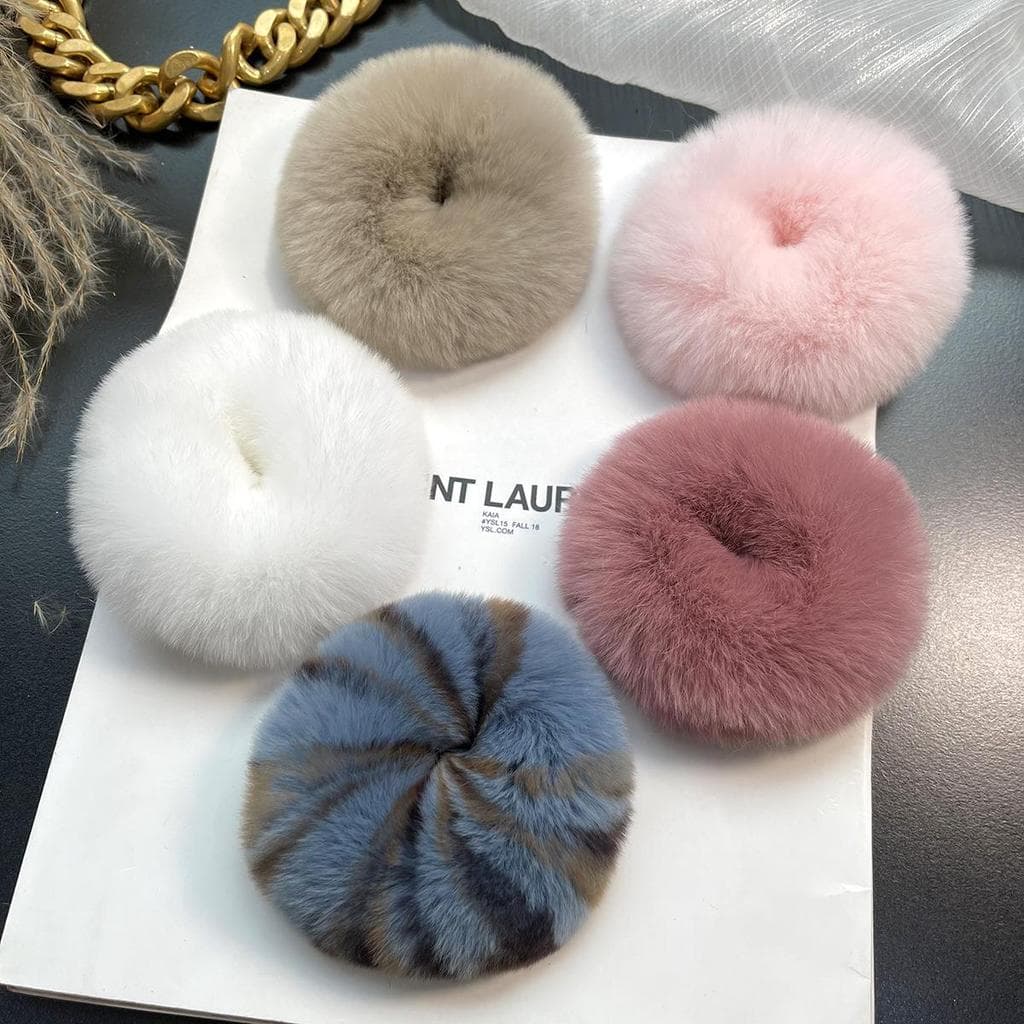 Coreano coreano simples Real Rex coelho pelúcia Scrunchy laço de cabelo bonito rabo de cavalo cabeça corda influenciador