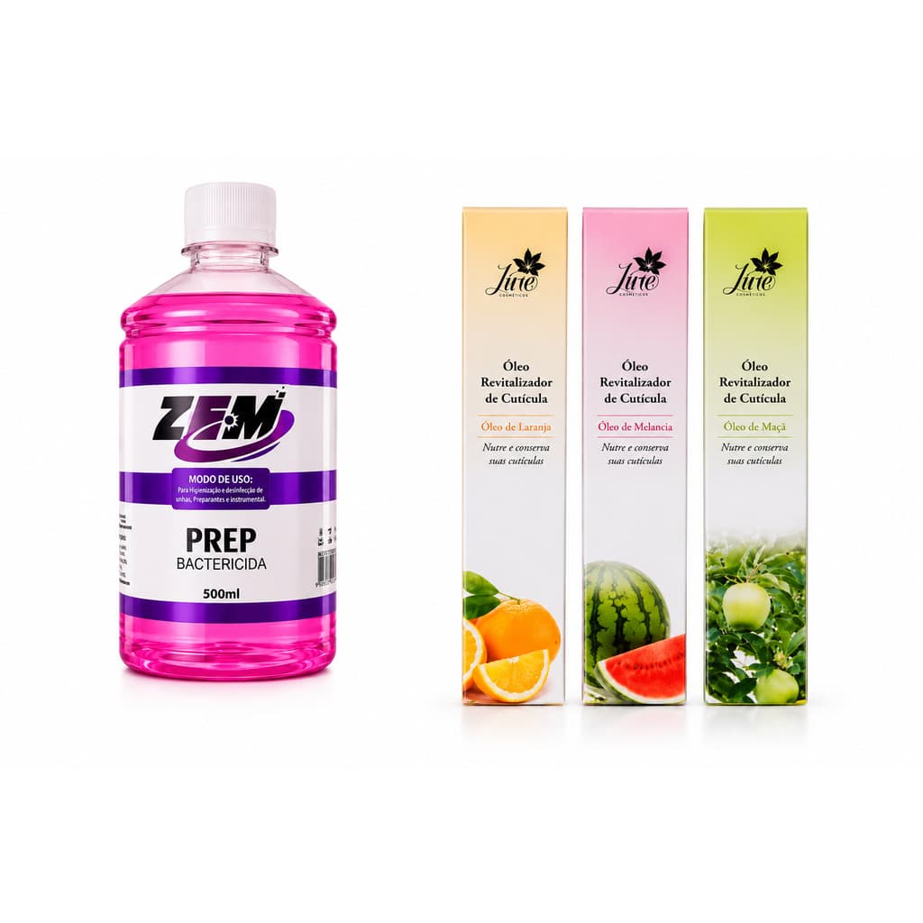 Prep  ZEM  500 ml + Kit 3 Óleo Revitalizador de Cutículas Jute Cosméticos