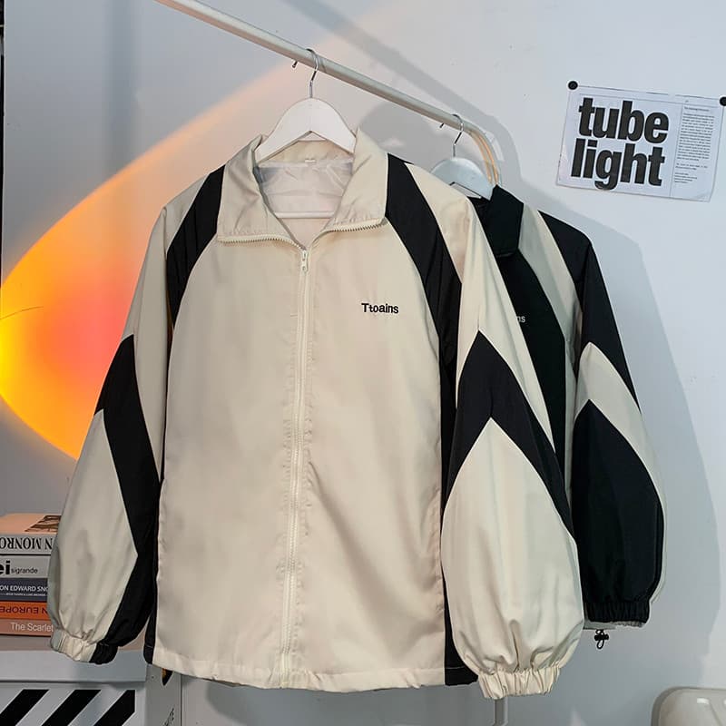Jaqueta ao ar livre masculina contraste cor correspondência cor rua Wear à prova de vento à prova dwindproof água americ