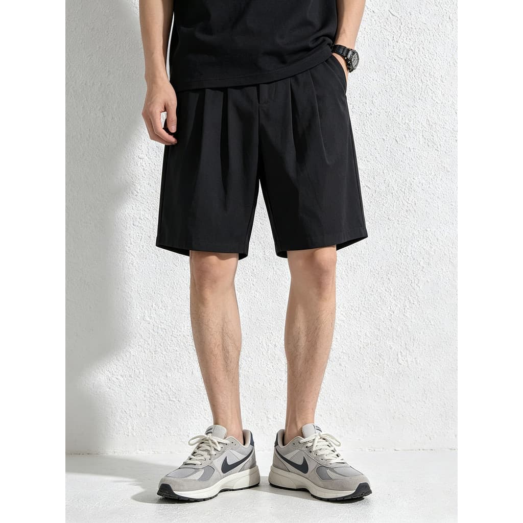 [RE] Macacão de tamanho pequeno masculino calças casuais calças de cinco pontos soltas na moda pequenos Shorts formais c