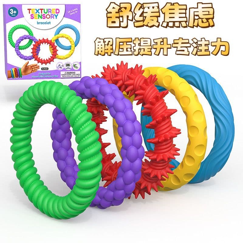 Brinquedos transfronteiriços sensorial textura de Silicone pulseira descompressão ferramenta útil ansiedade realce conce