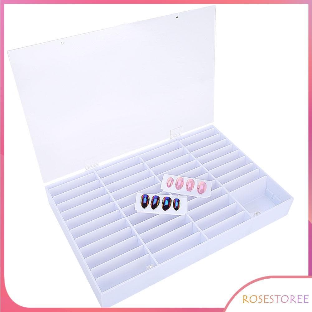 Rosestoree Caixa de armazenamento de pontas de unhas vazias, recipiente de decoração de arte transparente, vitrine falsa