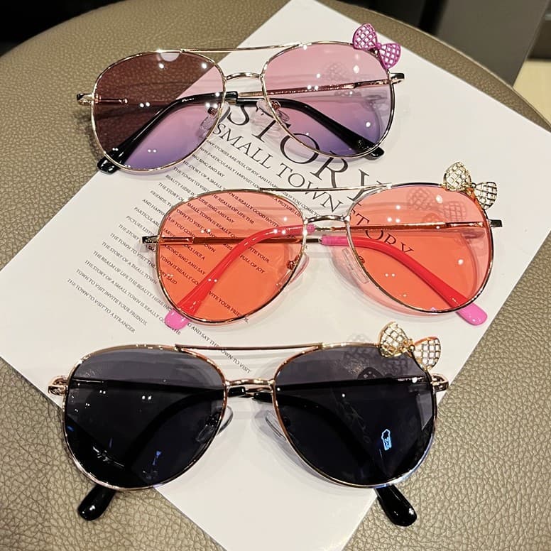 Crianças crianças óculos de sol meninas bonito arco bebê Anti-ultravioleta óculos moda elegante menina óculos de sol na