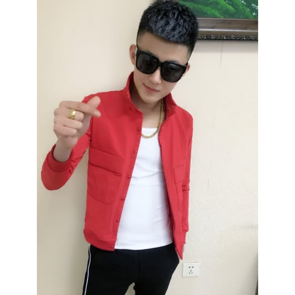 Primavera outono estilo fino masculino na moda jaqueta Casual fino-ajuste influenciador mesmo estilo jaqueta masculina e