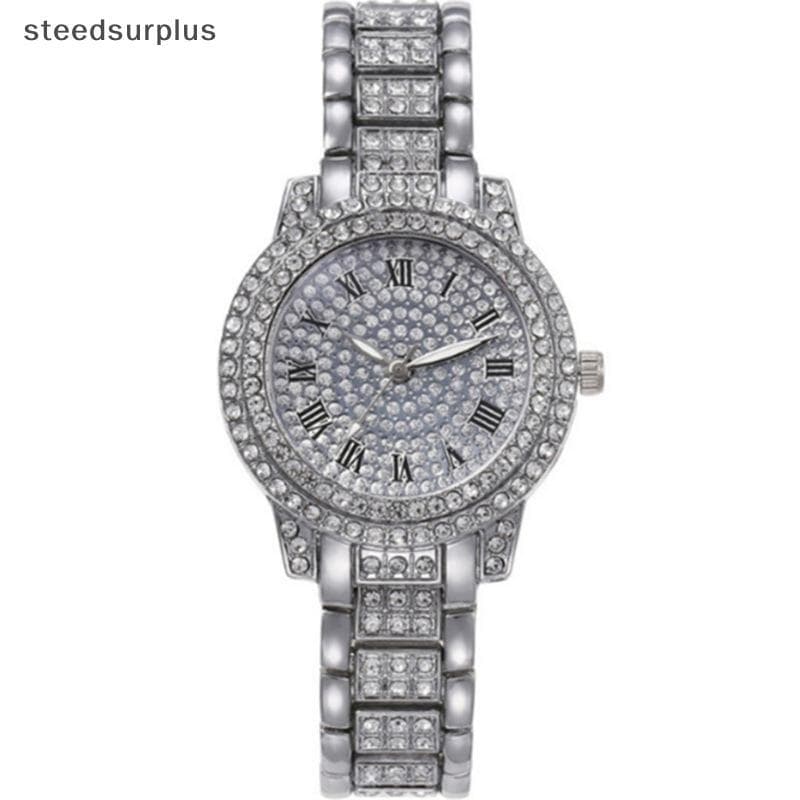 Conjunto De Relógio De Quartzo Com Strass Feminino De 6 Peças , Pulso Fashion E Joias Para Presente