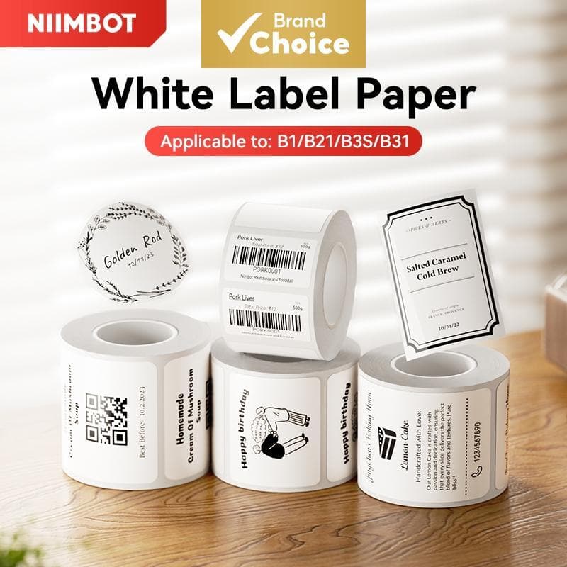 Niimbot B1 B21 B3S Etiqueta De Papel Rolo De 50x50mm Térmica À Prova D'água Para Alimentos