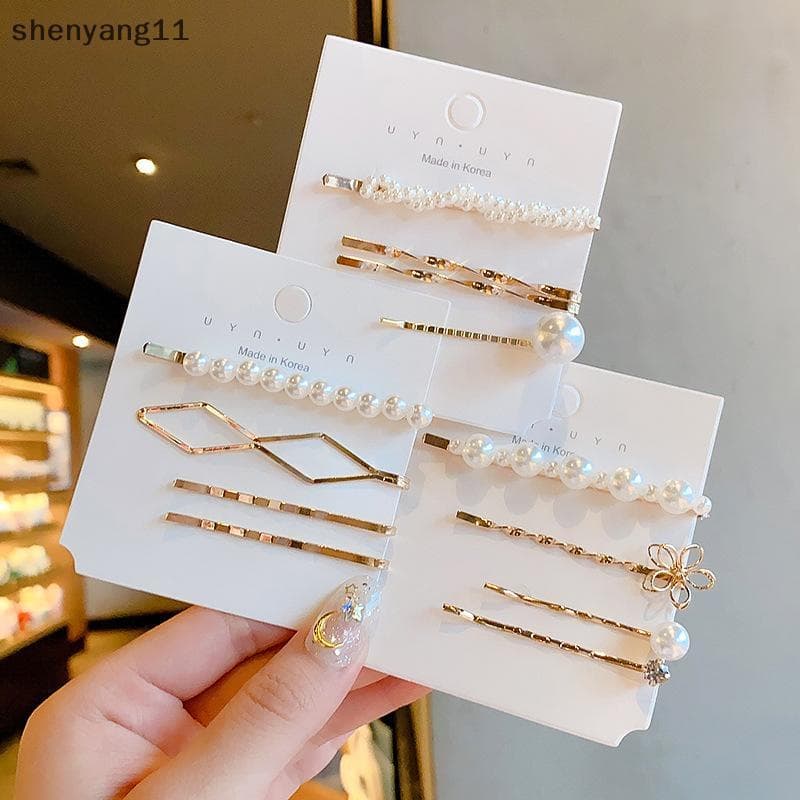 shen 3/4/5 Pçs/Set Moda Pérola Grampos De Cabelo Para Mulheres Doce Menina Simples Liga Artesanal Presilhas Acessórios y