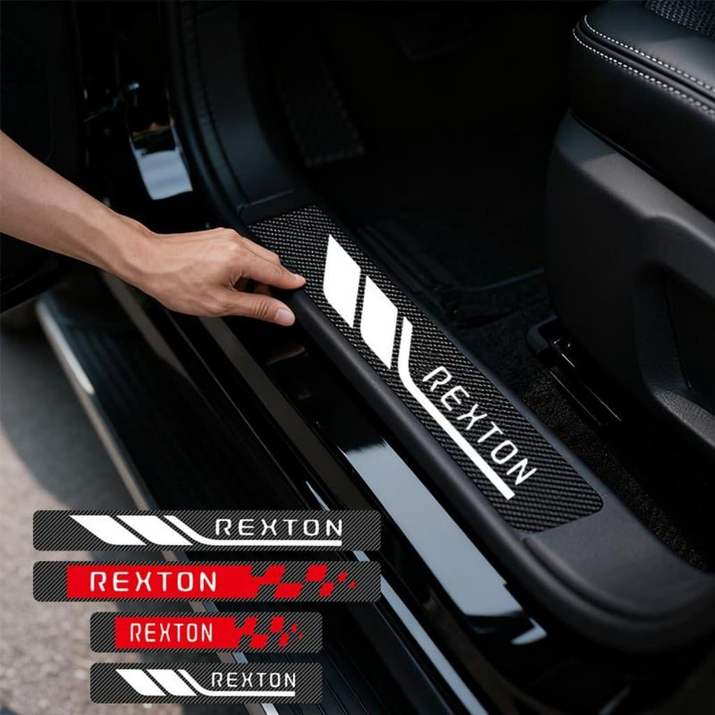 Kit 4 Peças Textura 3D Adesivo De Soleira De Porta Automotiva Acessórios Para Carro For Ssangyong Rexton Ultimate