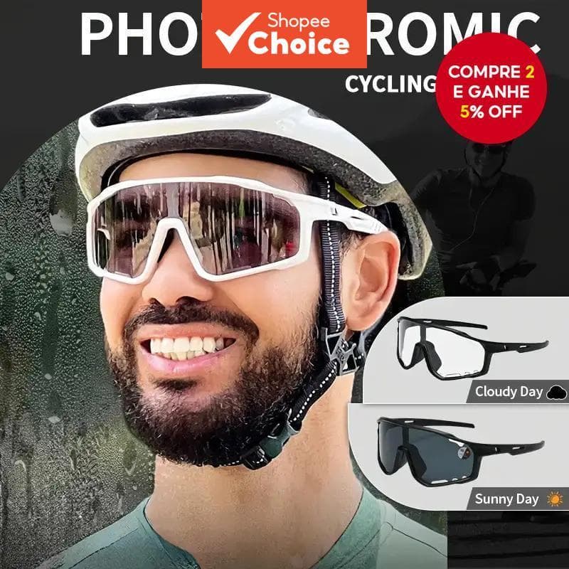 Óculos De Sol De Armação Grande Fotocromático Uv400 Ciclismo Ao Ar Livre Unissex