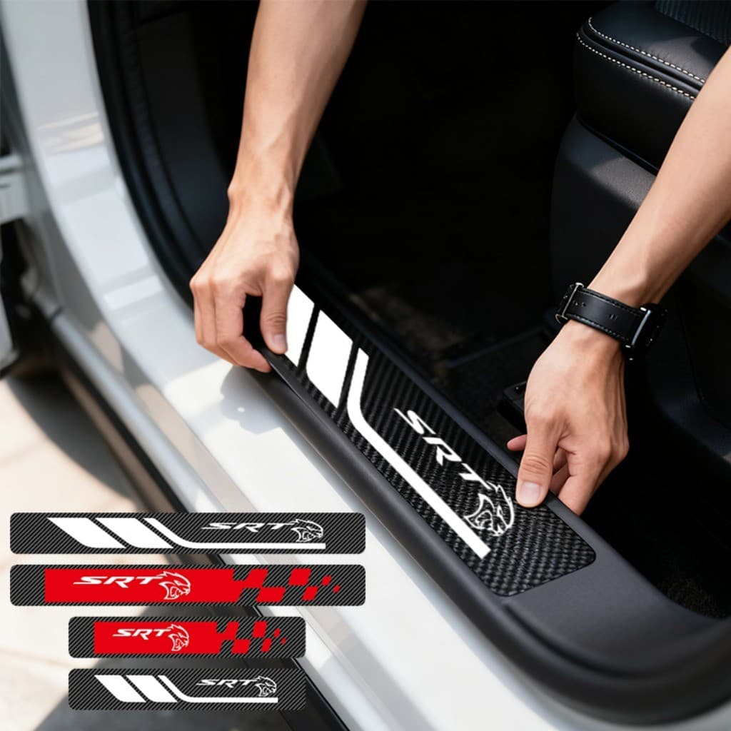Kit 4 Peças Autocolante Fita Protetora De Porta Soleira Automotiva Acessórios Para Carro For Dodge SRT Hellcat Durango