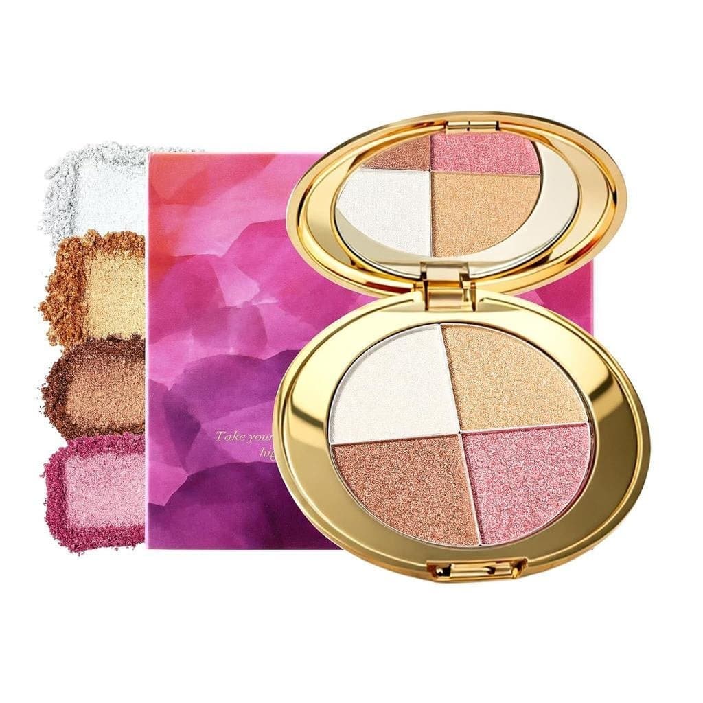 Paleta de Maquiagem para Olhos e Rosto - 4 em 1: Sombra, Blush, Iluminador e Bronzer com Textura Aveludada que se Mistur