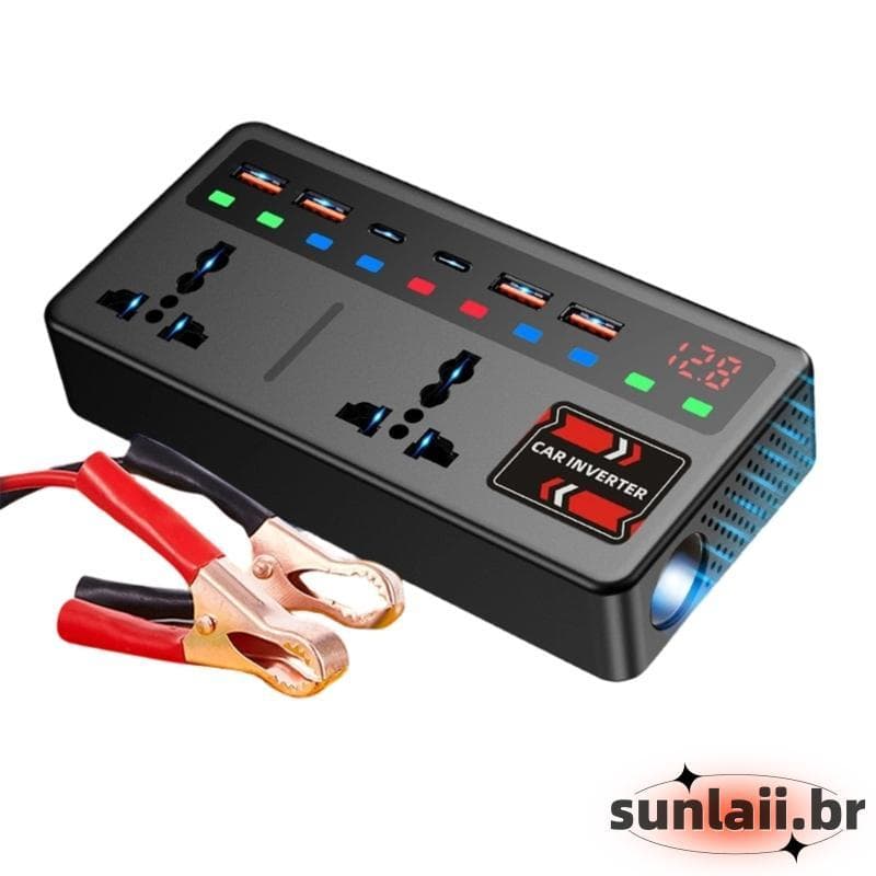 Inversor Energia Para Carro E Caminhão SUNLAII Heavy Duty 200W Converte 12V 24V A 220V Veículos Acampamento Ar
