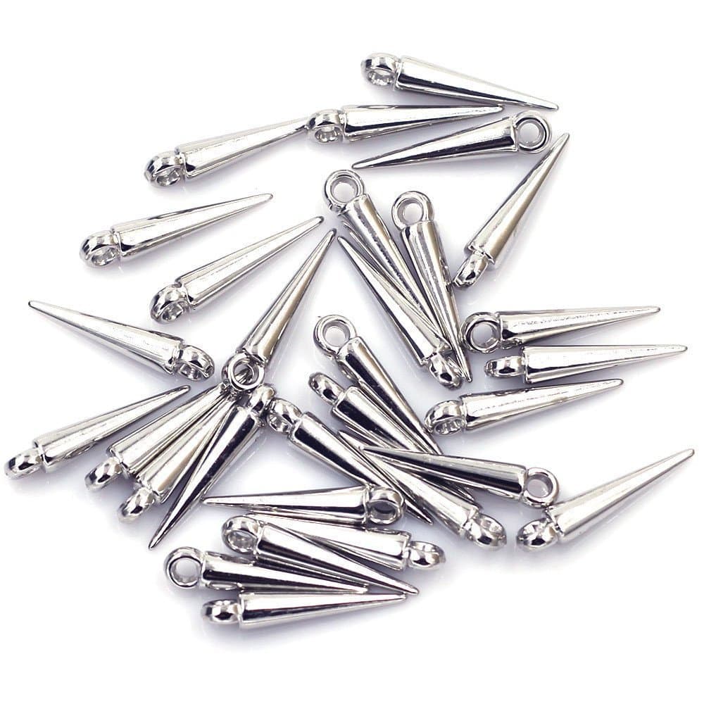 100 Pcs Pingentes Rebite Do Punk Pregos Spikes Cone Acrílico Lágrima Maçante Tom De Prata Para Brincos De Jóias DIY Faze