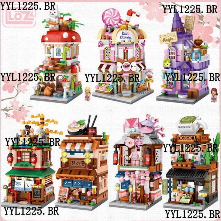 Criativo Bloco De Construção mini Vista De Rua Visão Japonesa Modelo Arquitetônico Decoração Conjunto Brinquedo Meninos