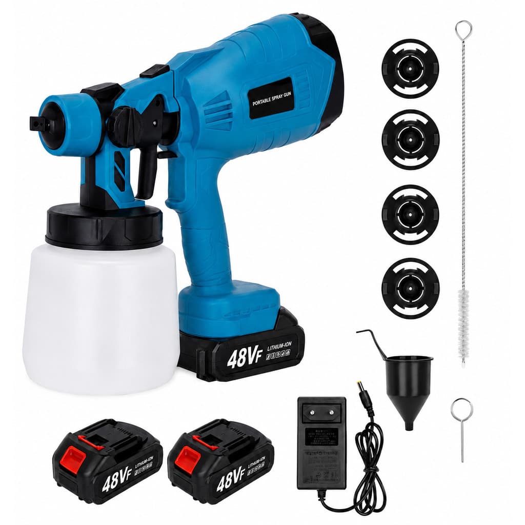Pistola de Pintura Profissional 48VF 2 Baterias 200W 1000ml