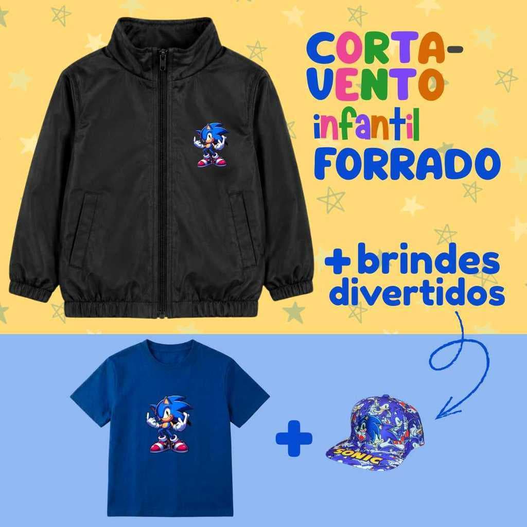 Corta-Vento Infantil Meninos Inverno Forrado com Personagem - 3 Itens