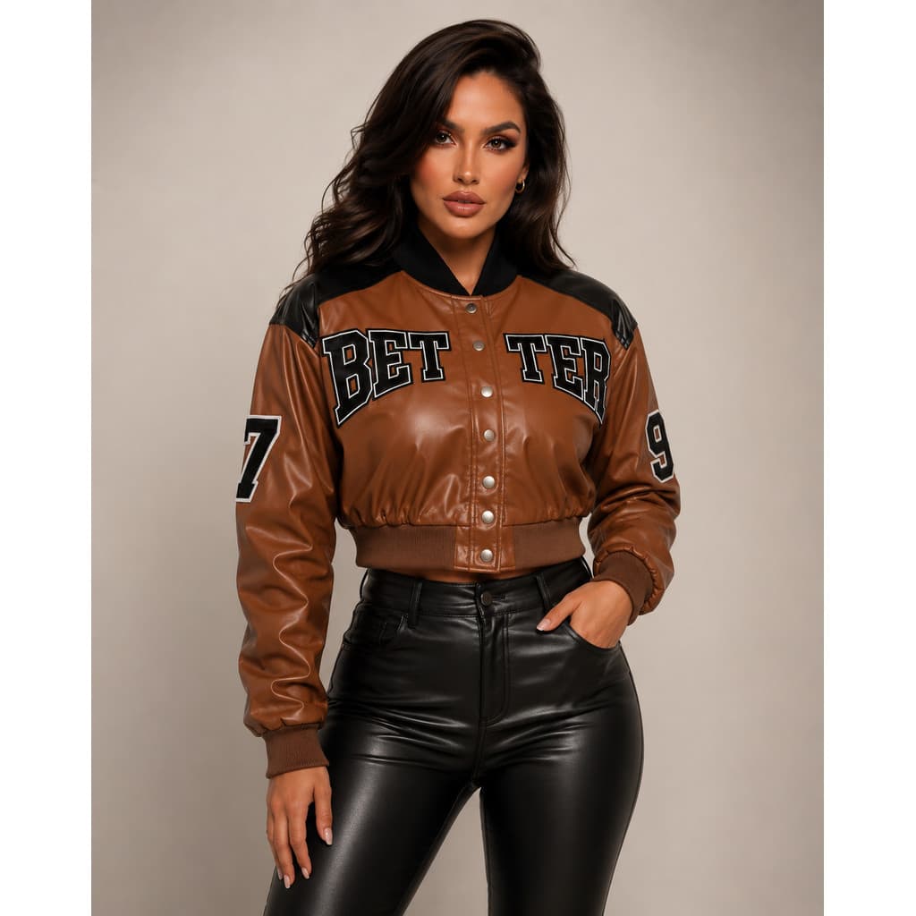 Jaqueta de Couro Feminina BETTER Estilo Gringa Moda Inverno