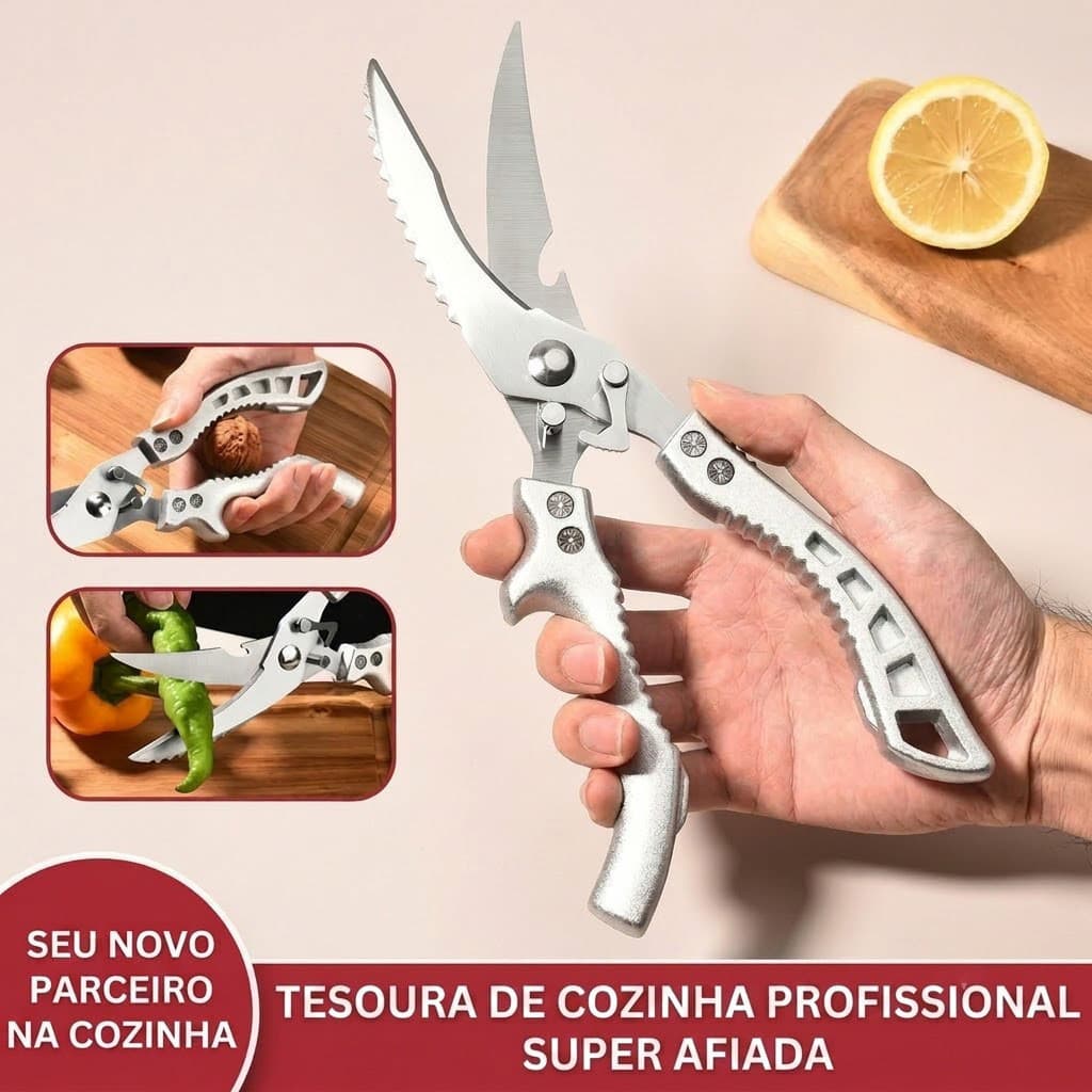Tesoura De Cozinha Profissional Multiuso Inox Para Cortar Frango Carne E Legumes Utensílios Domésticos Alta Qualidade