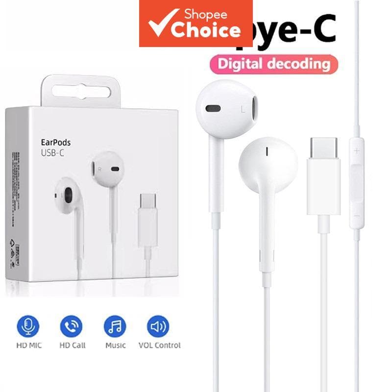 Fones De Ouvido Com Fio Tipo C Intra-Auriculares Som Estéreo Esportivos Música Microfone Uso Diário Áudio Estável Trabal