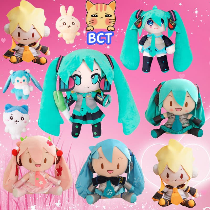 BCT Hatsune Miku Boneca de Pelúcia Fofa, Brinquedo de Ídolo Virtual, Pingente de Mochila, Broche de Cantora, Almofada Ma
