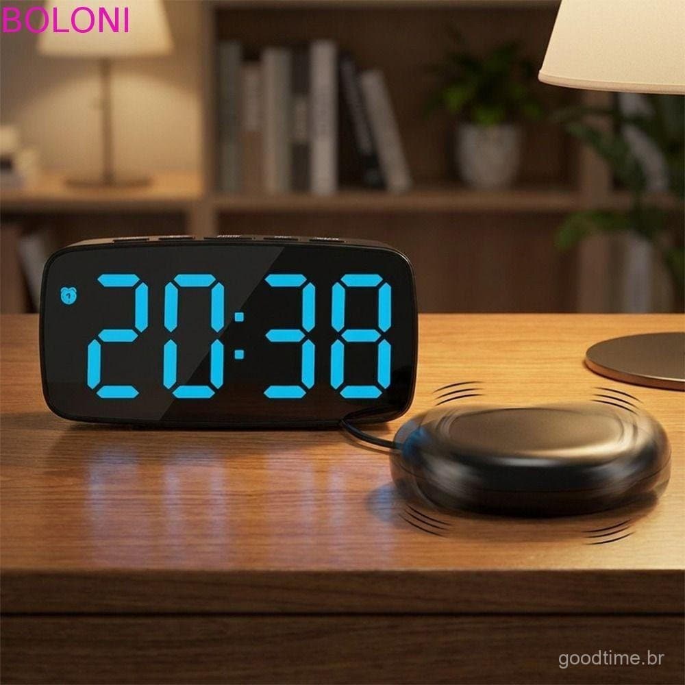 Despertador eletrônico, vibração super alta, tela grande, display LED, material plástico.