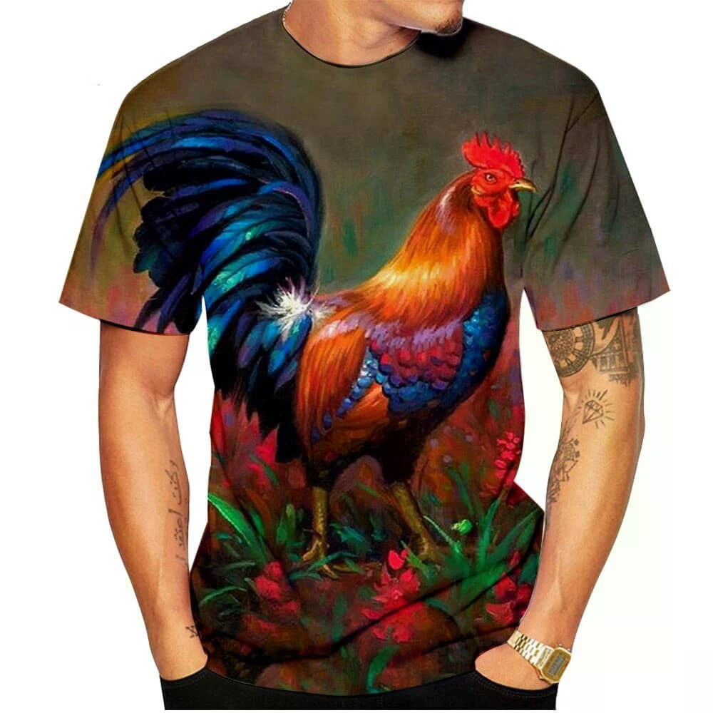 2026 Quente Animal Frango Camisetas Galo Impressão 3D Das Mulheres Dos Homens Em Torno Do Pescoço Manga Curta T Camisa C