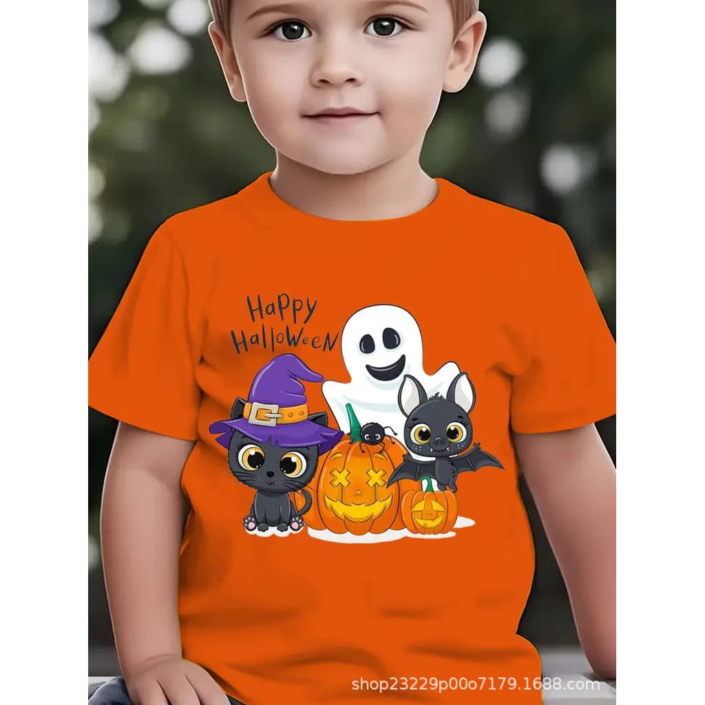Halloween abóbora padrão dos desenhos animados 3D impresso Cross-Border novo estilo roupas infantis Casual em torno do p